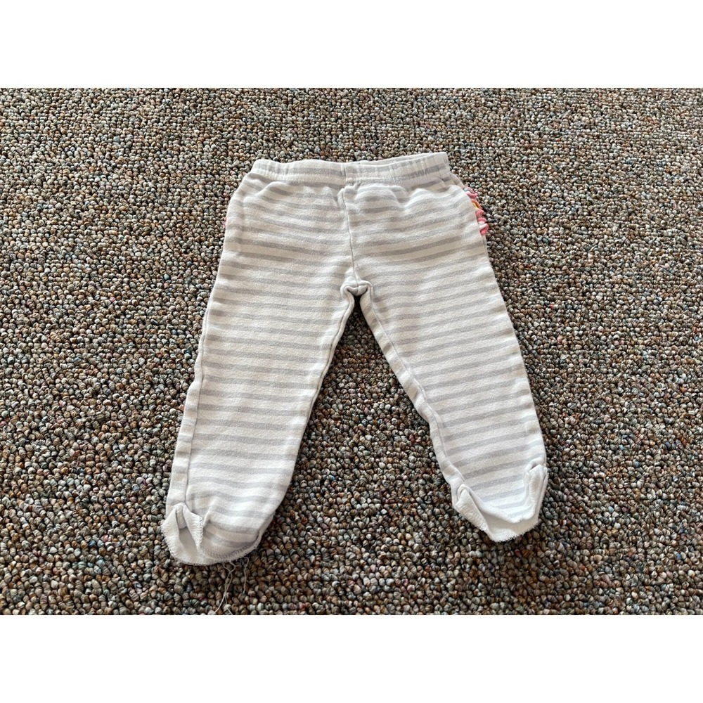 Baby Gear Girls Gray & White Striped Ruffle Leggings 3-6M